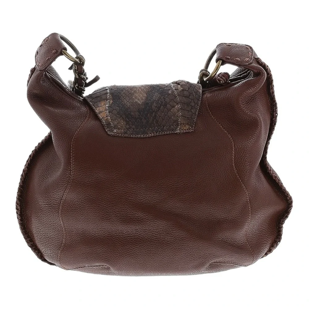 Carlos Falchi Chocolate Brown Leather Hobo with Braided Strap